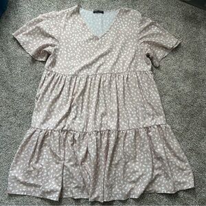 SHEIN Cream and White Patterned Dress